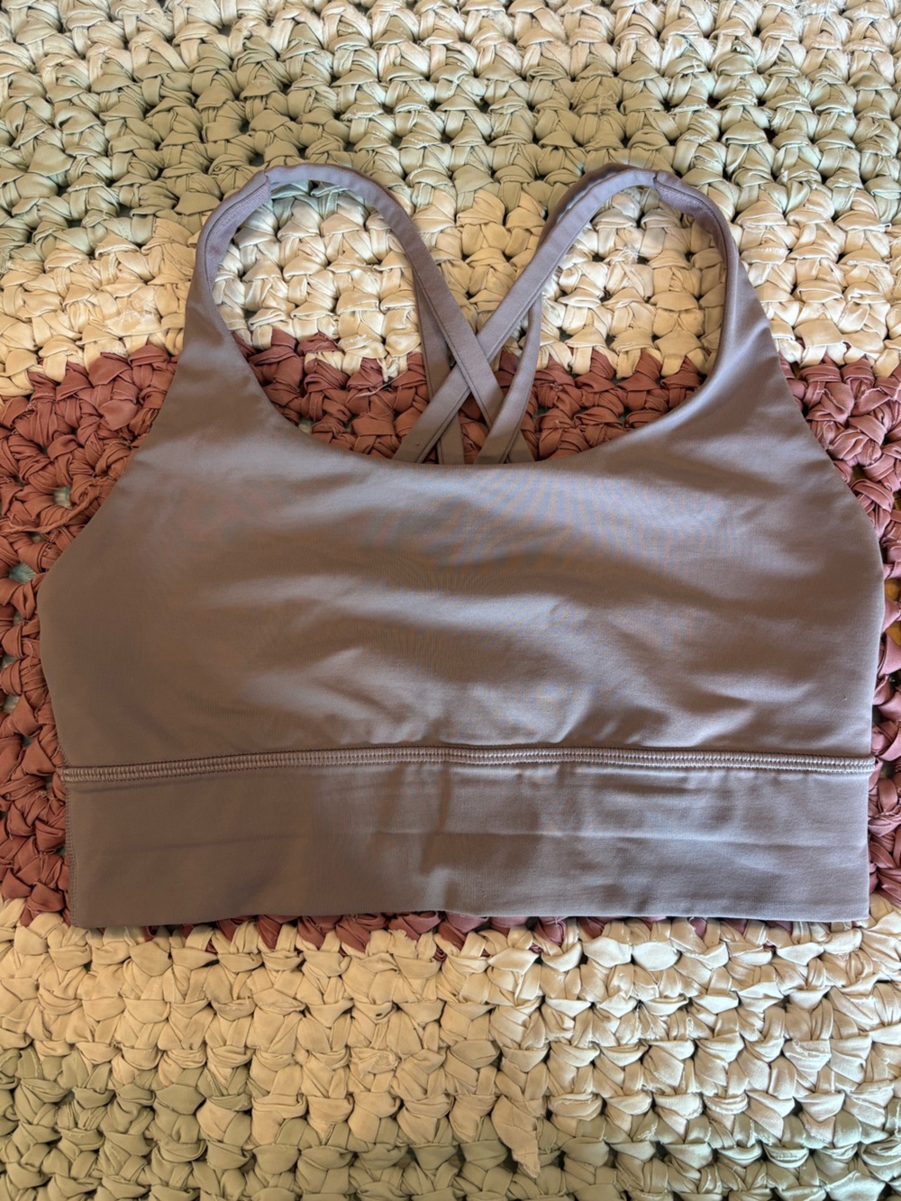 Lululemon Longline Strappy Sports Bra Mauve Taupe Est Size 6 Yoga